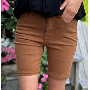 NWT Judy Blue ‘You’re A Wild One’ Bermuda Shorts Women’s 4X Brown Tummy Control